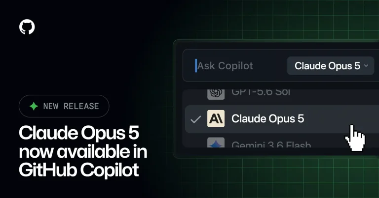 Интерфейс среды разработки с активной панелью GitHub Copilot и выбором модели Claude Opus 5.