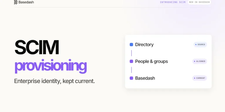 Интерфейс Basedash с настройками SCIM-провижининга.