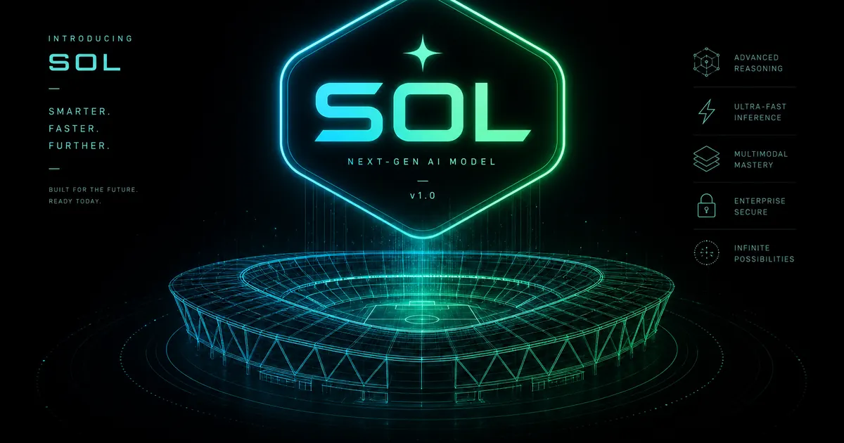 Промо GPT-5.6 Sol с каркасной моделью стадиона