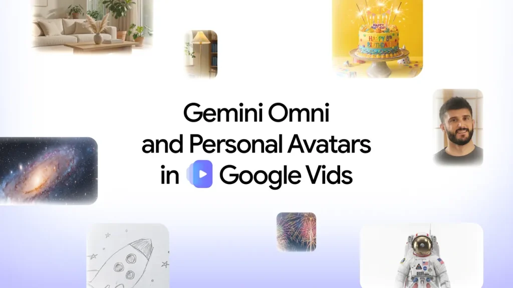 Интерфейс Google Vids с демонстрацией функций Gemini Omni и персональных аватаров