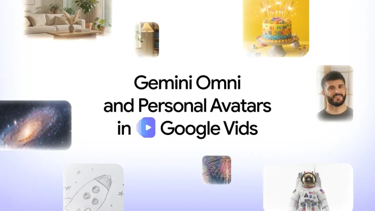 Интерфейс Google Vids с демонстрацией функций Gemini Omni и персональных аватаров