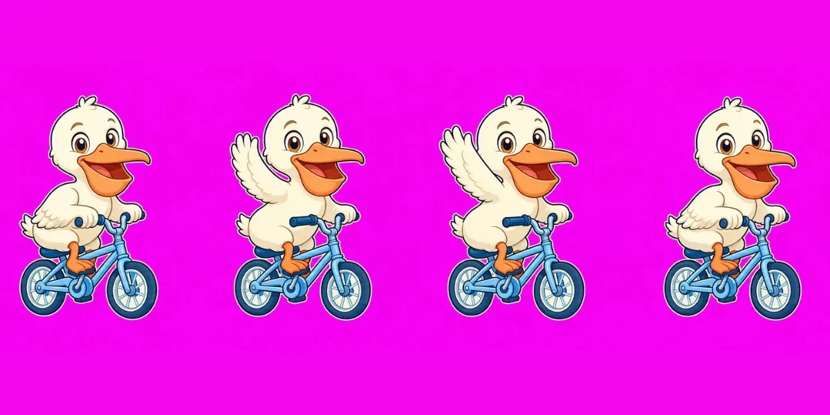 Анимированный пеликан по имени Pedalican, едущий на велосипеде, как ИИ-питомец на рабочем столе.