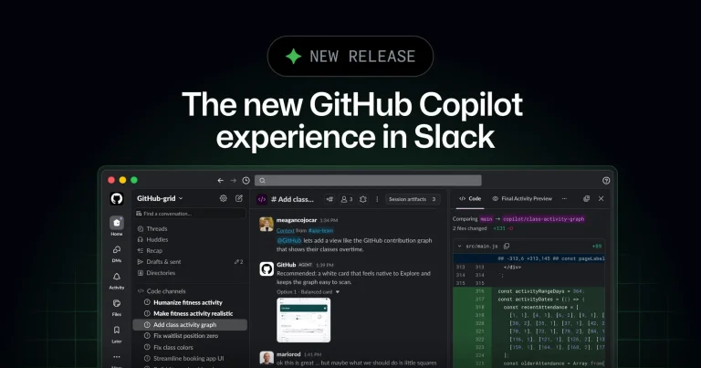 Интерфейс Slack с агентом GitHub Copilot, работающим в канале для кодирования