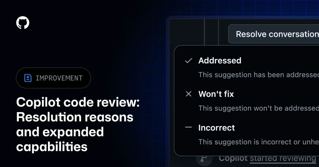 Интерфейс панели управления GitHub Copilot Code Review с деталями проверки кода
