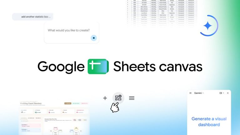 Интерфейс Google Sheets canvas, созданный с помощью Gemini