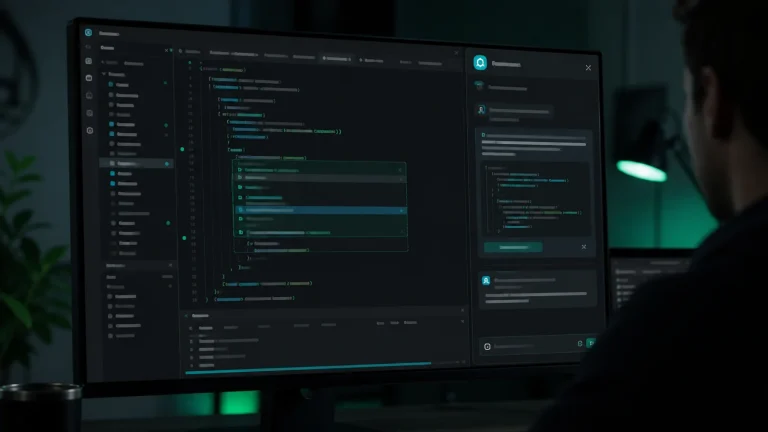 Интерфейс Amazon Q Developer в IDE с чатом и inline-подсказкой кода