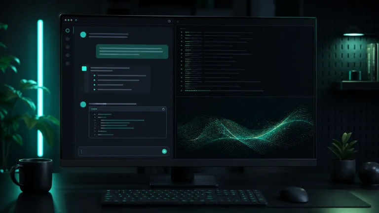 Интерфейс Claude с окном чата, панелью инструментов и терминалом Claude Code рядом