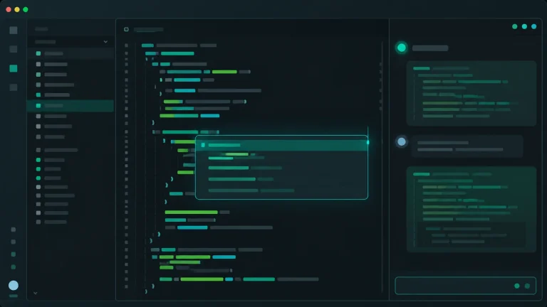 Интерфейс AI-плагина Codeium/Windsurf в IDE с автодополнением кода и боковой панелью чата