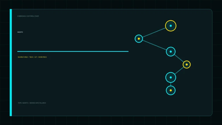 Редакционная обложка COMRAD404: Swarm-forge: локальная координация AI-агентов через tmux и git worktrees