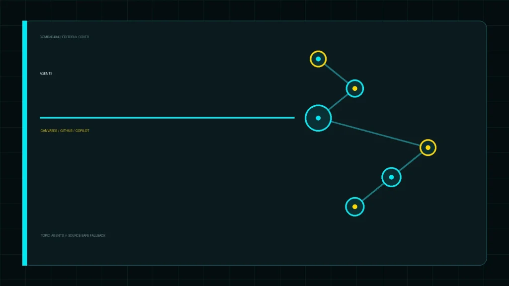 Редакционная обложка COMRAD404: Canvases в GitHub Copilot: почему агентные воркфлоу становятся видимыми и управляемыми