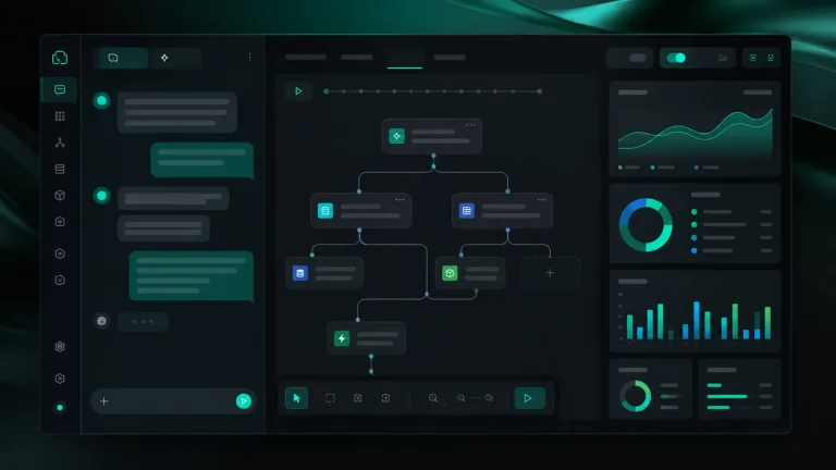 Интерфейс Copy.ai с чат-панелью, навигацией по модулям и редактором workflow