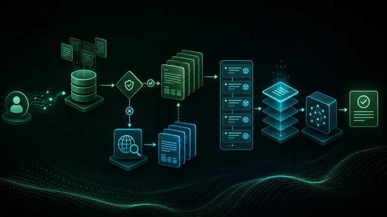 Схема Corrective RAG: оценка найденных документов, corrective retrieval при слабом поиске и decompose-then-recompose перед генерацией ответа