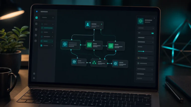 Интерфейс Flowise с визуальным конструктором AI-агента и узлами workflow в браузере