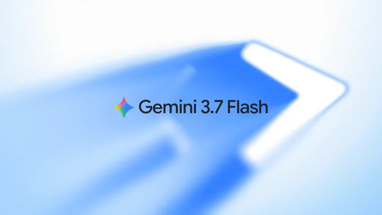 Иллюстрация к анонсу Gemini 3.7 Flash: код на экране, интерфейсы агентов и логотип Gemini