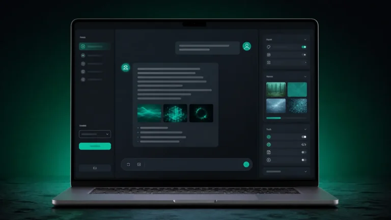 Интерфейс HuggingChat в браузере с областью диалога, выбором модели и панелью инструментов