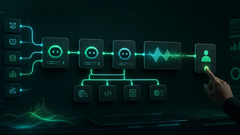 Схема AI-автоматизации в n8n с Chat Trigger, AI Agent, Tools Agent, approval и MCP