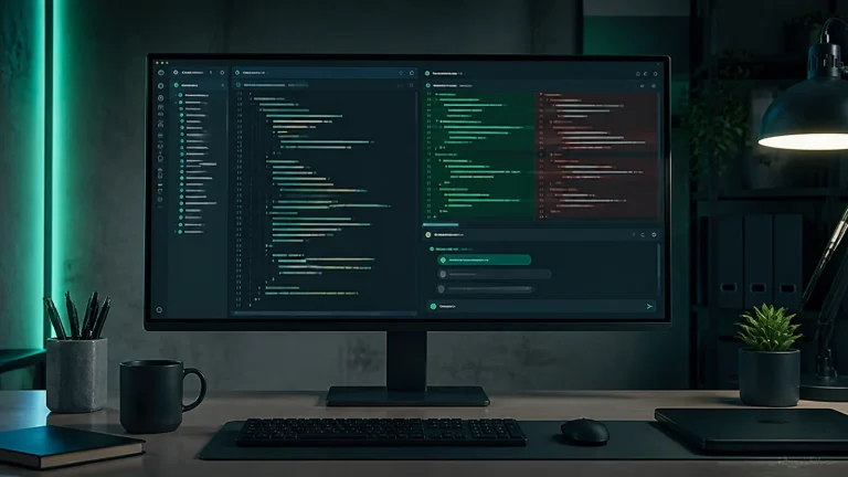 Окно IDE с выделенным методом, AI-чатом и diff-панелью для генерации unit-тестов