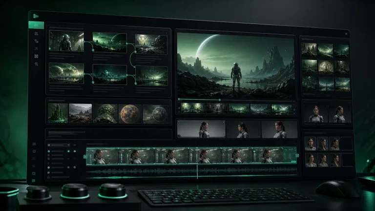 Интерфейс Kling AI с генерацией видео по референсам, storyboard multi-shot сценами и настройками аватара