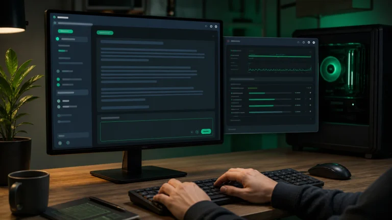 Интерфейс KoboldAI Lite, открытый в браузере на локальном адресе localhost:5001 рядом с локальным сервером KoboldCpp