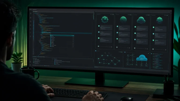 Сравнение AI-плагинов для VS Code на экране редактора: чат, автодополнение и панель расширений