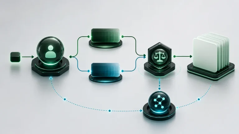 Схема пайплайна RLAIF: модель генерирует ответы, AI-судья сравнивает их по конституции, по этим предпочтениям обучается модель предпочтений, затем RL оптимизирует основную модель.