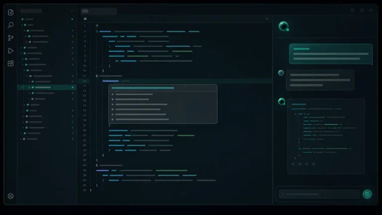 Интерфейс Sourcegraph Cody в редакторе кода с inline-автодополнением и боковой панелью чата