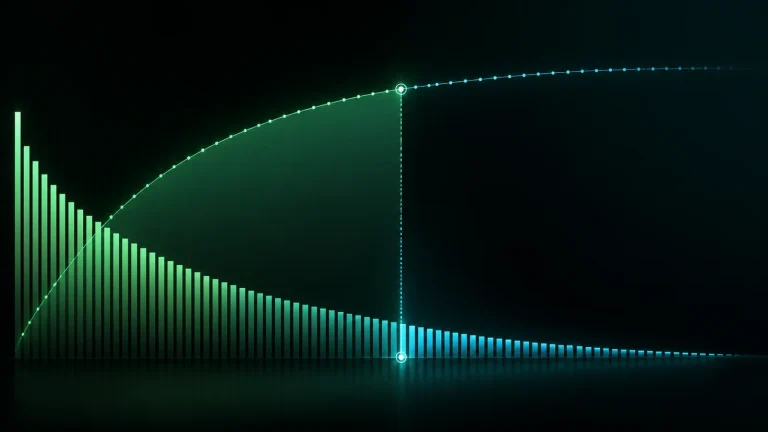 Схема nucleus sampling: токены отсортированы по вероятности, а ядро кандидатов выделено до порога суммарной вероятности p.