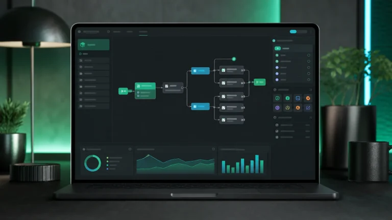 Интерфейс Voiceflow с визуальным конструктором AI-агента, knowledge base и панелью tools