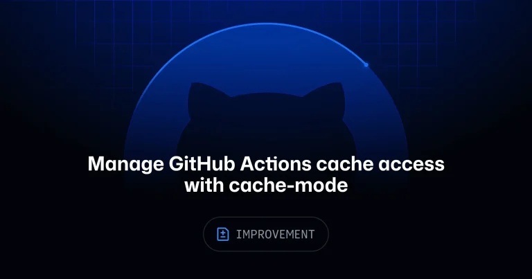 Редактор GitHub Actions с параметром cache-mode, установленным в значение read для отдельного задания в воркфлоу