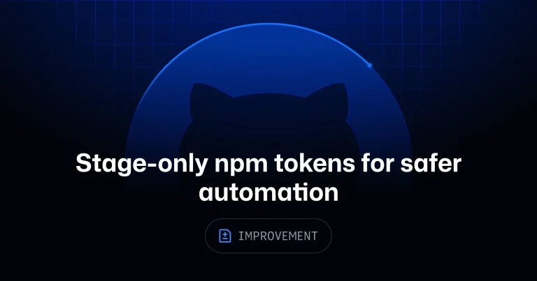 Интерфейс создания npm granular access token с опцией Read and write (stage only) в GitHub