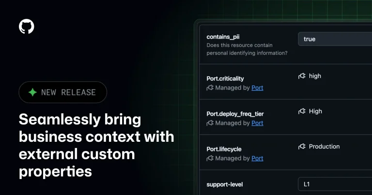 Интерфейс GitHub с панелью внешних кастомных свойств репозитория