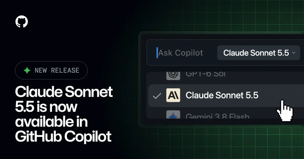 Выбор Claude Sonnet 5.5 в интерфейсе GitHub Copilot