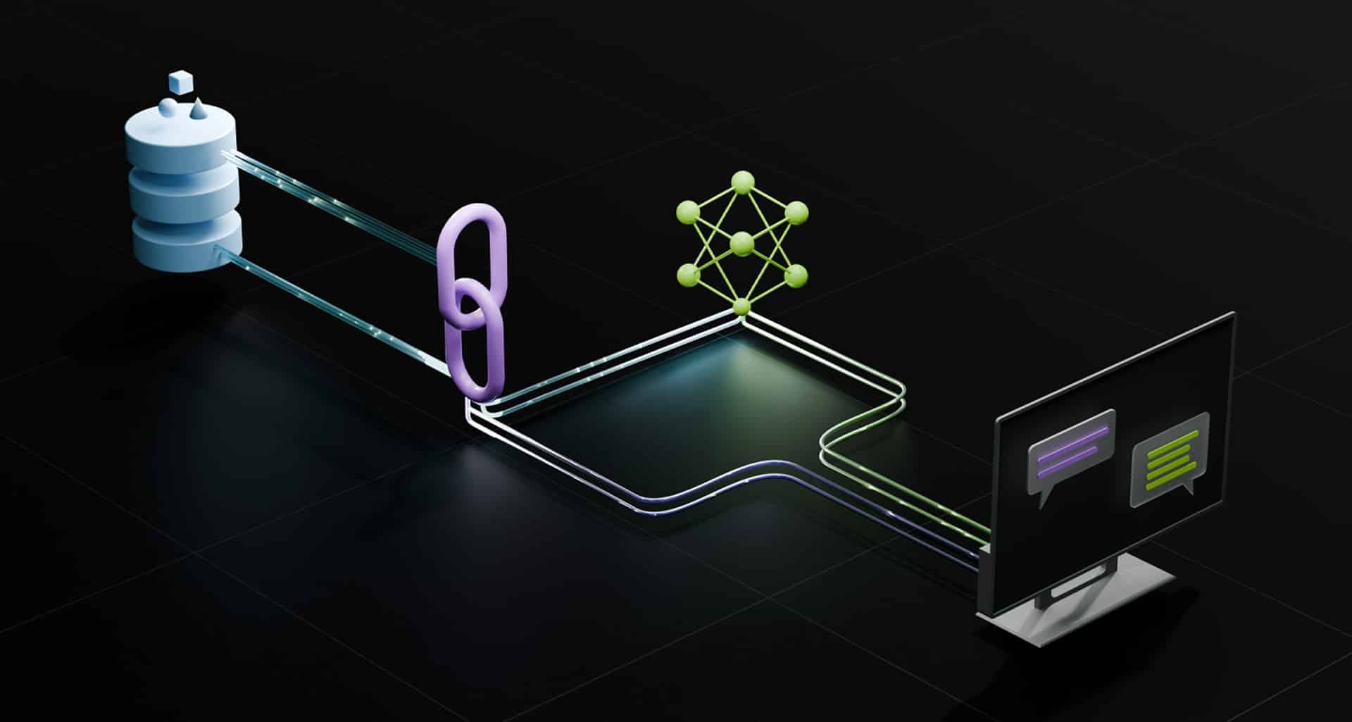 Схема конвейера RAG от NVIDIA: пользовательский запрос проходит через NeMo Retriever, векторную базу данных и NIM микросервисы к LLM