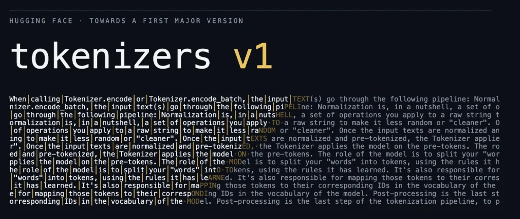 График сравнения производительности tokenizers v1 и v0.23 из блога Hugging Face