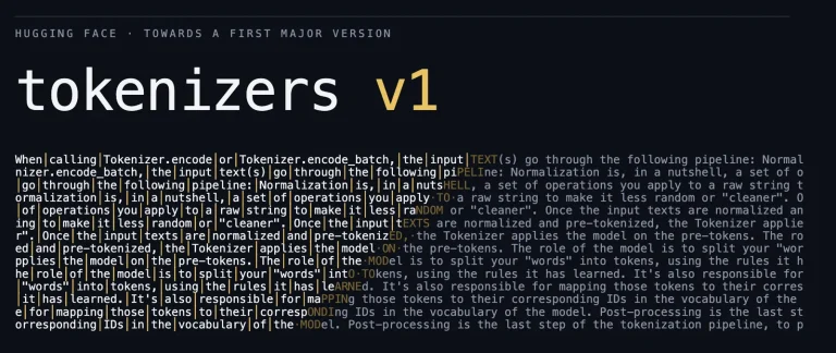 График сравнения производительности tokenizers v1 и v0.23 из блога Hugging Face