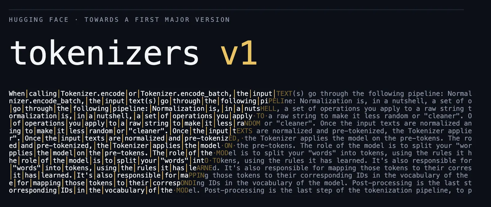 График сравнения производительности tokenizers v1 и v0.23 из блога Hugging Face
