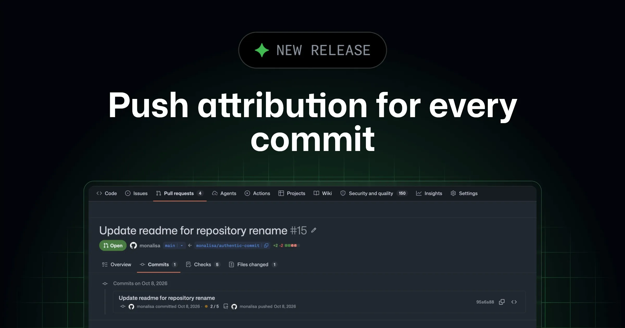 Данные об отправителе коммита в интерфейсе GitHub