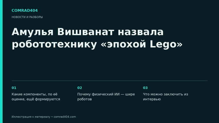 Амулья Вишванат назвала робототехнику «эпохой Lego». Тематическая карточка Comrad404.