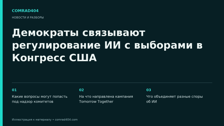 Демократы связывают регулирование ИИ с выборами в Конгресс США. Тематическая карточка Comrad404.