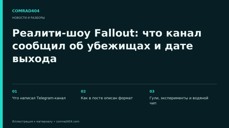 Реалити-шоу Fallout: что канал сообщил об убежищах и дате выхода. Тематическая карточка Comrad404.