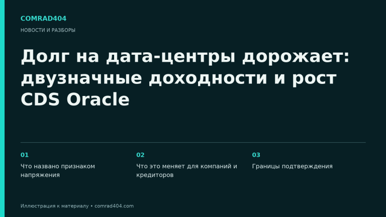 Долг на дата-центры дорожает: двузначные доходности и рост CDS Oracle. Тематическая карточка Comrad404.