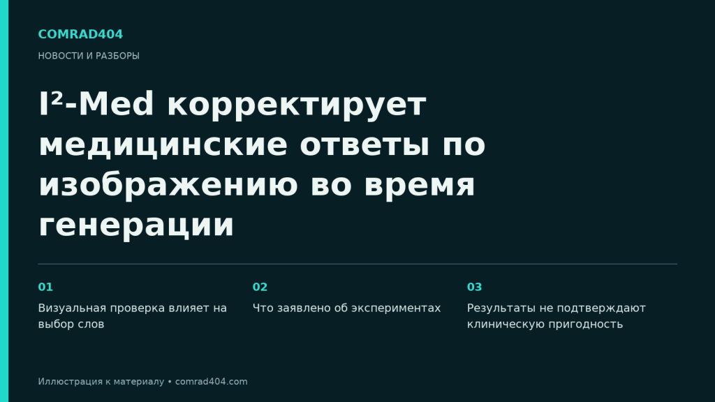 I²-Med корректирует медицинские ответы по изображению во время генерации. Тематическая карточка Comrad404.