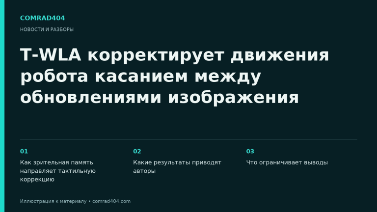 T-WLA корректирует движения робота касанием между обновлениями изображения. Тематическая карточка Comrad404.