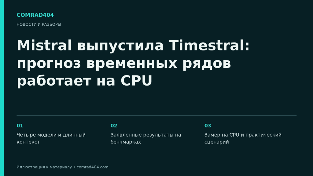 Mistral выпустила Timestral: прогноз временных рядов работает на CPU. Тематическая карточка Comrad404.