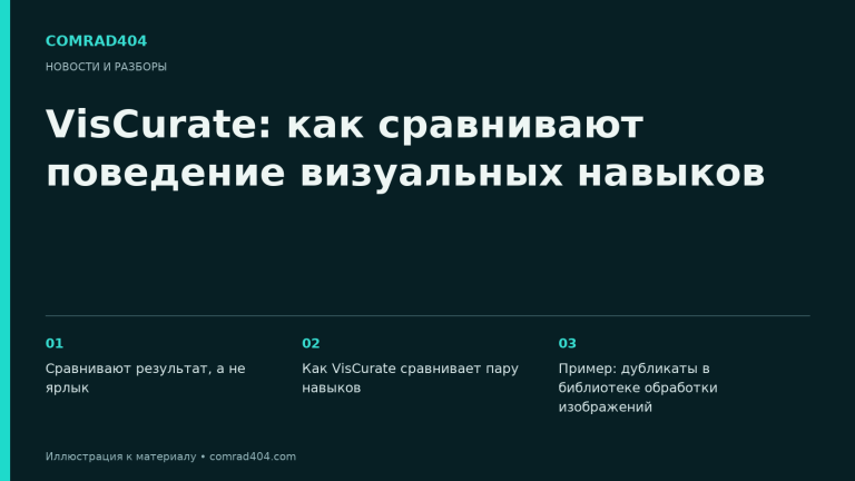 VisCurate: как сравнивают поведение визуальных навыков. Тематическая карточка Comrad404.