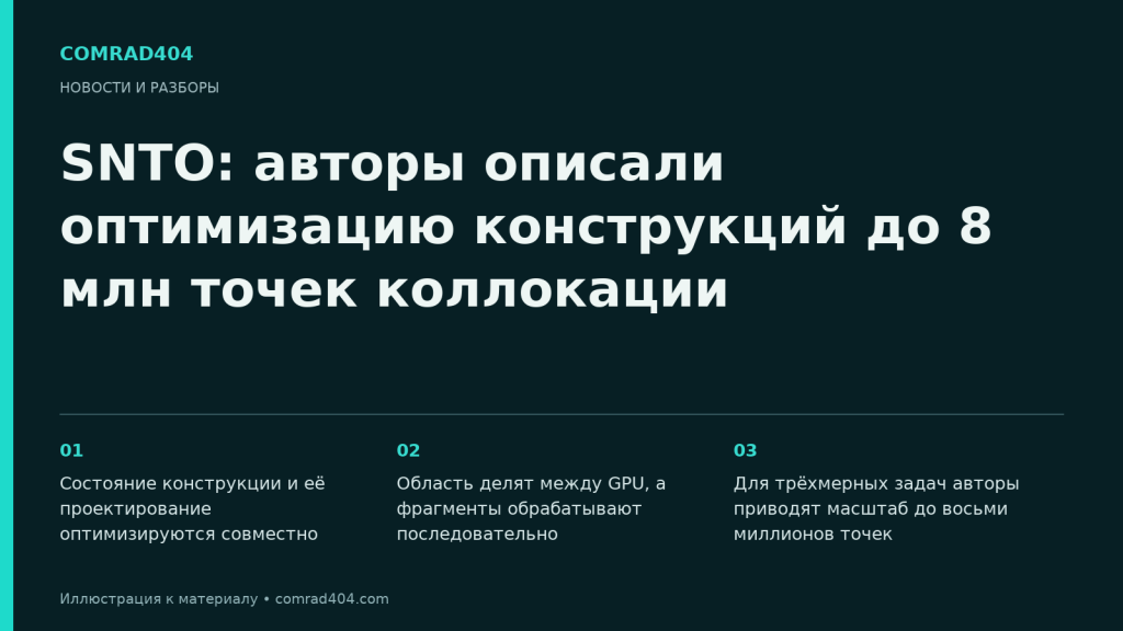SNTO: авторы описали оптимизацию конструкций до 8 млн точек коллокации. Тематическая карточка Comrad404.