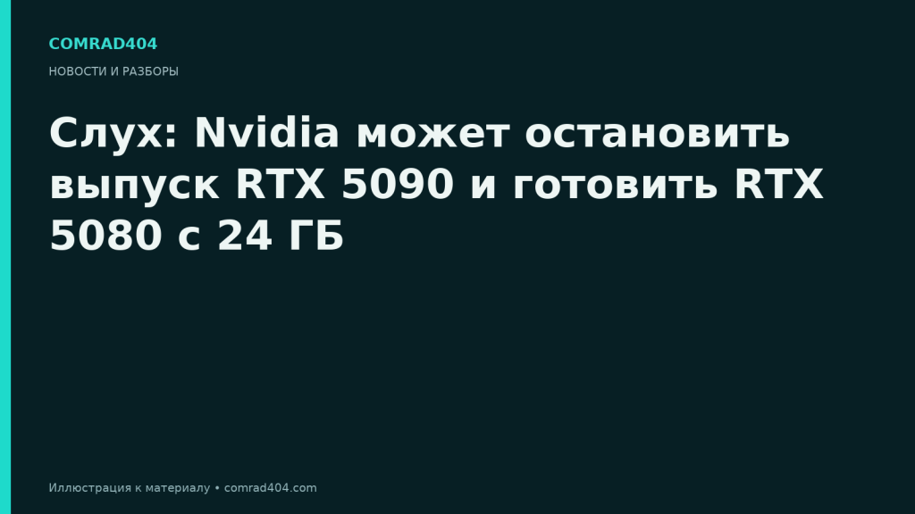 Слух: Nvidia может остановить выпуск RTX 5090 и готовить RTX 5080 с 24 ГБ. Тематическая карточка Comrad404.