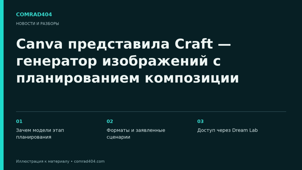 Canva представила Craft — генератор изображений с планированием композиции. Тематическая карточка Comrad404.