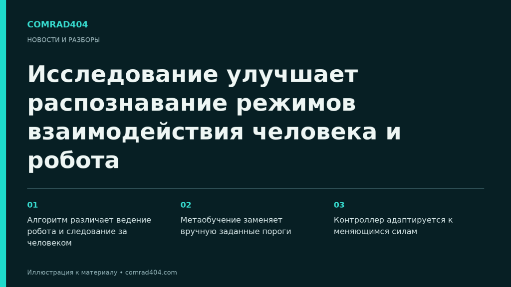 Исследование улучшает распознавание режимов взаимодействия человека и робота. Тематическая карточка Comrad404.