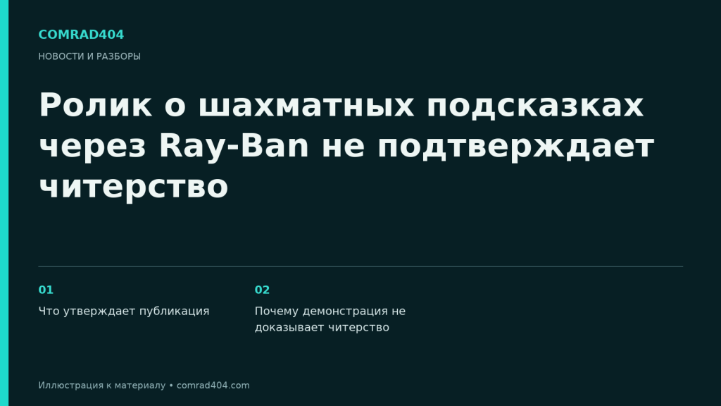 Ролик о шахматных подсказках через Ray-Ban не подтверждает читерство. Тематическая карточка Comrad404.